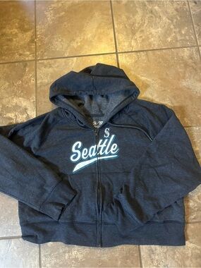 Seattle Script Zip Hoodie Jacket - Navy Blue